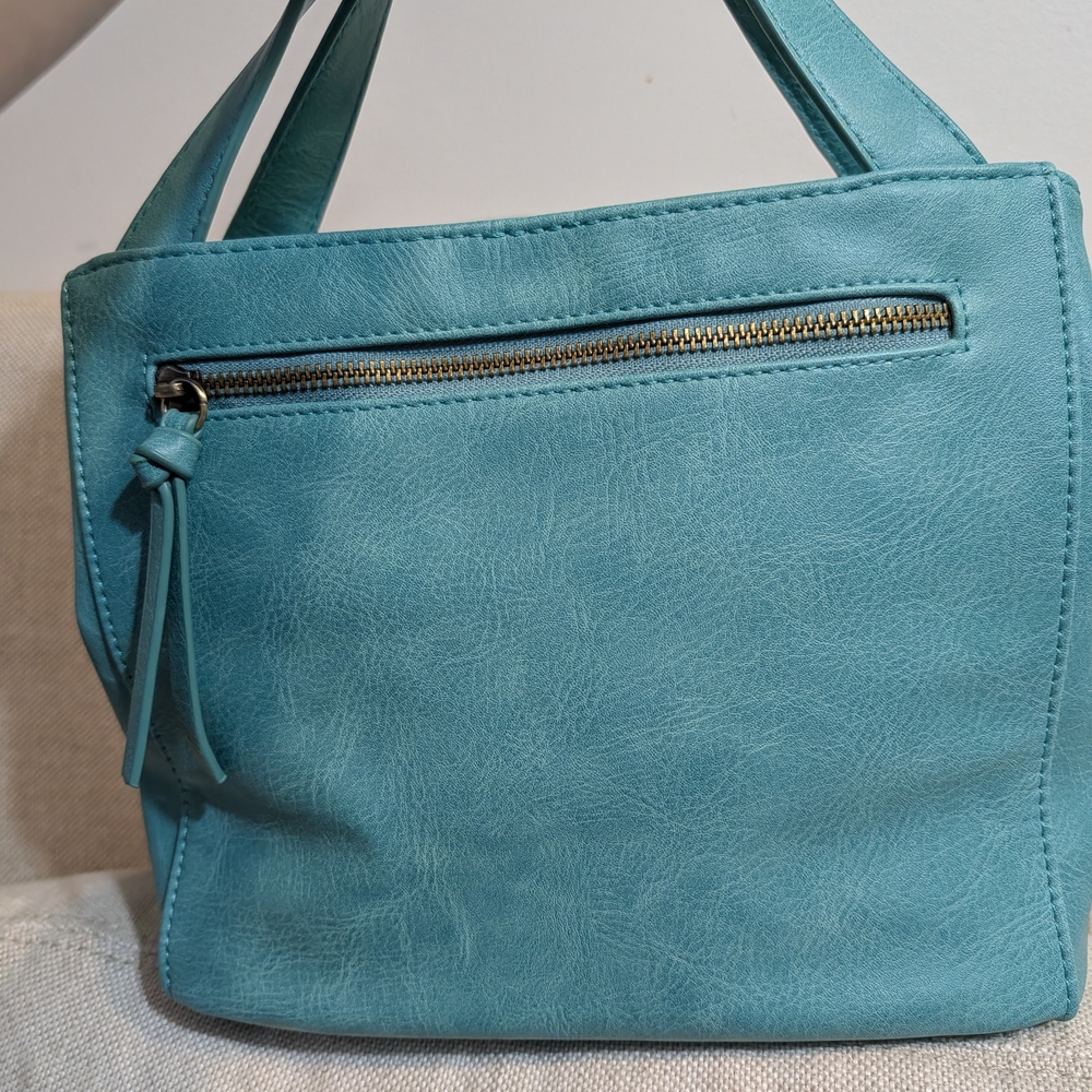 Joy Susan Teal Laser-Cut Floral Tote - Picture 3 of 6